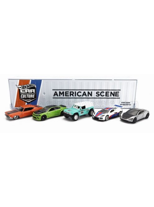 Mattel Hot Wheels - DODGE SET ASSORTMENT 5 CARS PIECES CONTAINER - AMERICAN SCENE VARIOUS