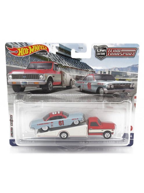 Mattel Hot Wheels - CHEVROLET RAMP TRUCK CAR TRANSPORTER WITH IMPALA N 61 RACING 1961 VARIOUS