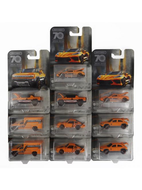 Mattel Hot Wheels - FIAT SET ASSORTMENT 10 PIECES - 70 YEARS EDITION ORANGE