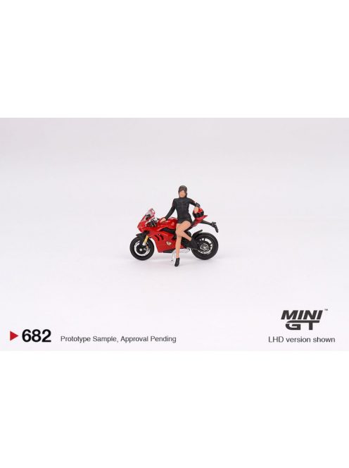 Minigt - 1:64 Ducati Panigale V4 S Motorcycle with Ducaiti Girl Figure, Red/Black, 2018 - MINI GT