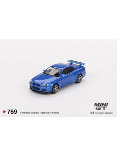   Minigt - 1:64 Nissan Skyline GTR (R34) V-Spec Bayside Blue 1999 (RHD) - MINI GT