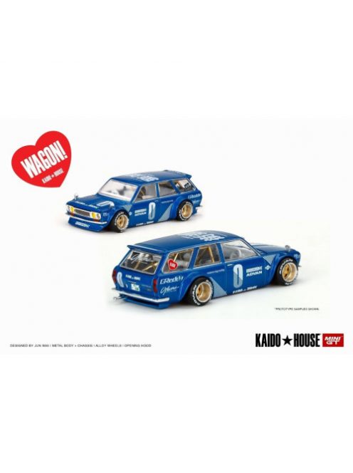 Minigt - 1:64 Datsun Kaido 510 Wagon Blue Kaido House (Rhd), Blue - Mini Gt