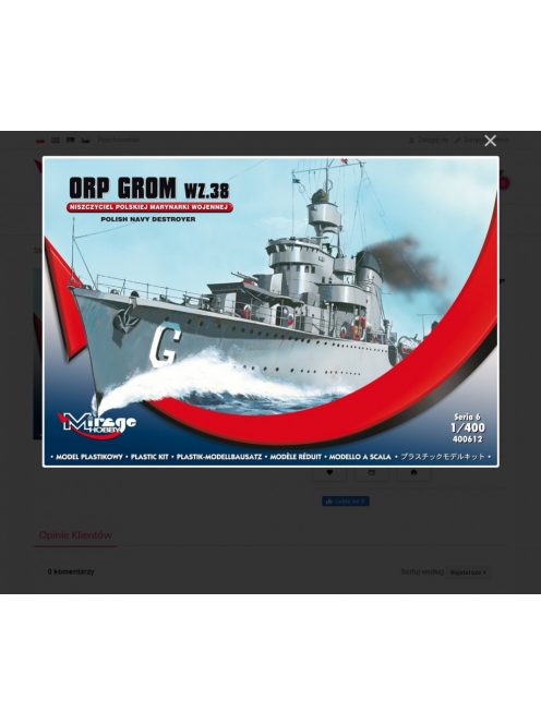 Mirage Hobby - ORP GROM WZ.38, Polish Navy Destroyer