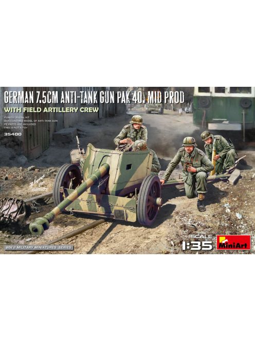 Miniart - German 7.5cm Anti-Tank Gun PaK 40. Mid Prod w/ Artillery Crew