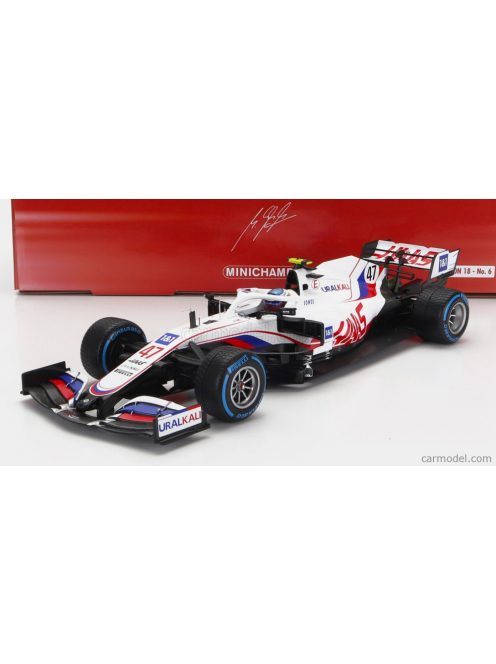 Minichamps - Haas F1 Vf-21 Ferrari 065/6 Team Uralkali N 47 Belgium Gp 2021 Mick Schumacher White Blue Red