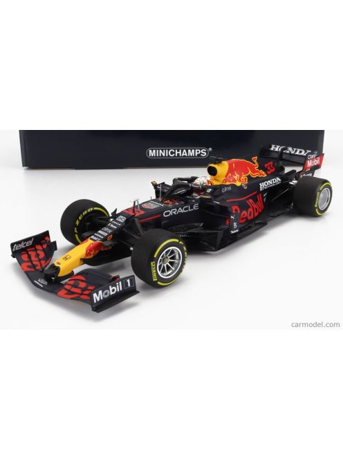 Minichamps - Red Bull F1 Rb16B Honda Ra620H Team Aston Martin N 33 World Champion Winner Mexico Gp 2021 Max Verstappen Matt Blue Yellow Red