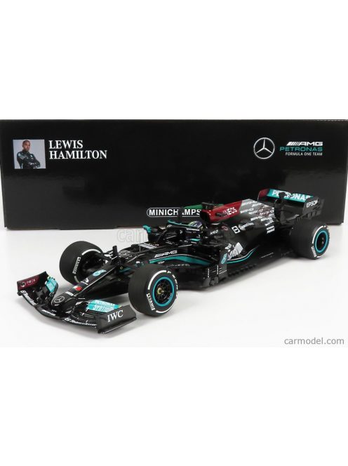 Minichamps - Mercedes Gp F1 W12 Mercedes M12 Eq Power+ Team Amg Petronas Motorsport Formula One N 44 Winner Brazilian Gp (With Flag) 2021 Lewis Hamilton Black Green