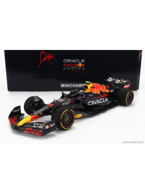 Minichamps - Red Bull F1  Rb18 Team Oracle Red Bull Racing N 11 Winner Monaco Gp With Intermediate Tires 2022 Sergio Perez Matt Blue Yellow Red