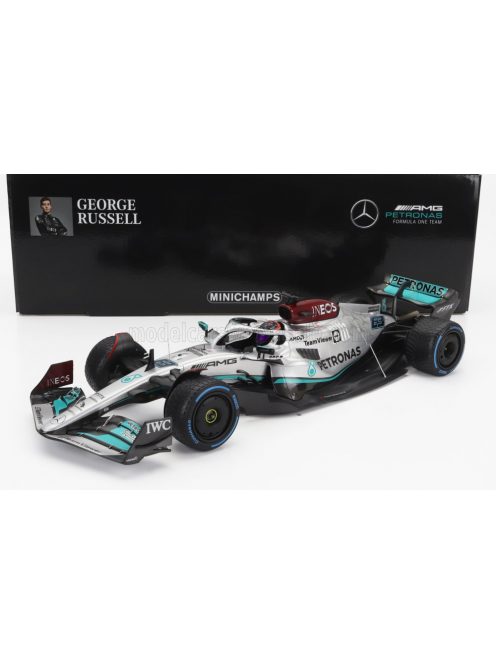 Minichamps - MERCEDES GP F1 W13E TEAM MERCEDES-AMG PETRONAS F1 N 44 MONACO GP WITH RAIN TIRES 2022 LEWIS HAMILTON SILVER GREEN