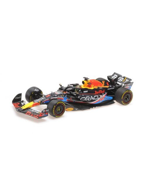 Minichamps - RED BULL F1  RB19 TEAM ORACLE RED BULL RACING N 1 WORLD CHAMPION WINNER AUSTIN USA GP 2023 MAX VERSTAPPEN MATT BLUE