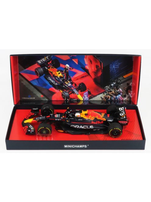 Minichamps - RED BULL F1  RB18 TEAM ORACLE RED BULL RACING N 1 WINNER SAUDI ARABIA GP WORLD CHAMPION 2022 MAX VERSTAPPEN MATT BLUE YELLOW RED