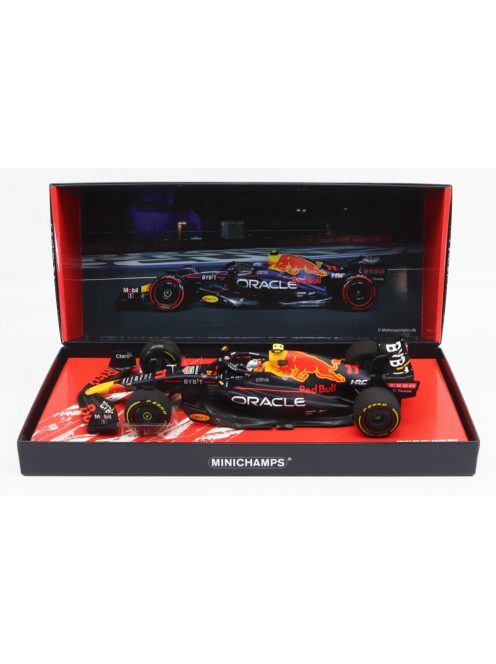 Minichamps - RED BULL F1  RB18 TEAM ORACLE RED BULL RACING N 11 POLE POSITION SAUDI ARABIA GP 2022 SERGIO PEREZ MATT BLUE YELLOW RED