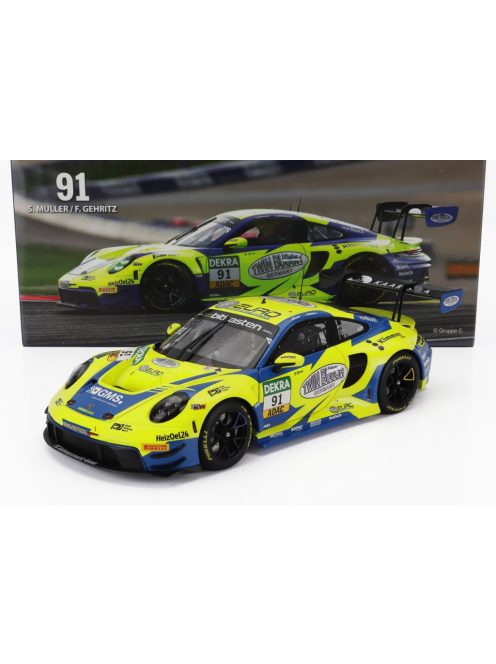 Minichamps - PORSCHE 911 992 GT3 R TEAM JOOS BY RACEmotion N 91 ADAC GT MASTERS 2023 FINN GEHRSITZ - SVEN MULLER YELLOW BLUE