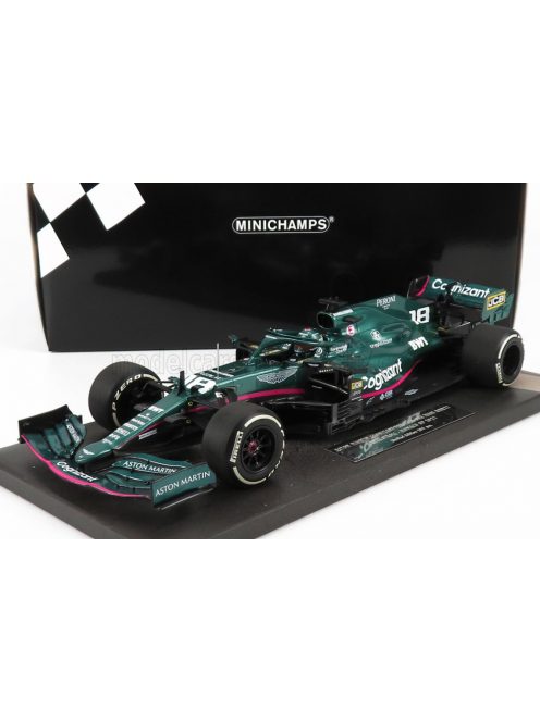 Minichamps - ASTON MARTIN F1  AMR21 MERCEDES M12 EQ POWER+ TEAM COGNIZANT FORMULA ONE N 18 MONACO GP 2021 LANCE STROLL GREEN MET