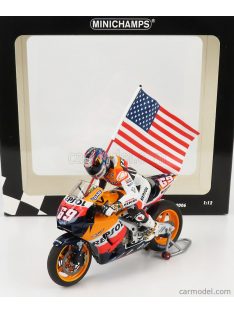   Minichamps - Honda Rc211V N 69 Motogp Nicky Hayden 2006 World Champion - With Figure And Flag Black Orange Yellow