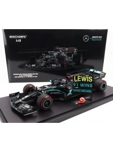   Minichamps - MERCEDES GP F1  W11 EQ PERFORMANCE TEAM AMG PETRONAS MOTORSPORT N 44 WORLD CHAMPION WINNER EIFEL GP (91st WIN) LEWIS HAMILTON 2020 - WITH MICHAEL SCHUMACHER HELMET AND PIT BOARD - CON VETRINA - WITH SHOWCASE BLACK GREEN