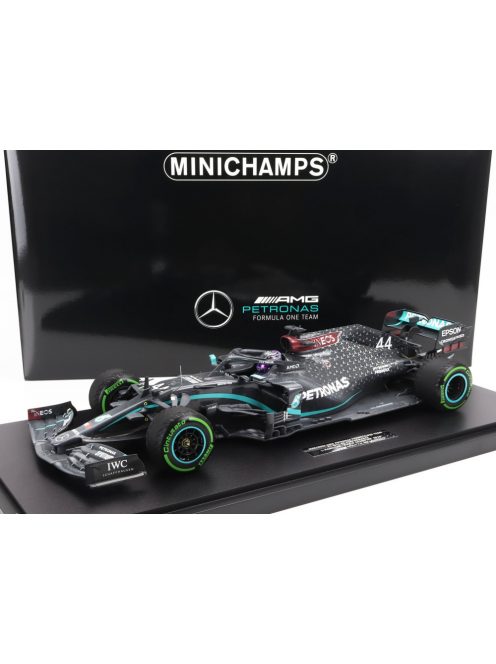 Minichamps - MERCEDES GP F1  W11 EQ PERFORMANCE TEAM AMG PETRONAS MOTORSPORT N 44 (WITH RAIN TYRES - 7 TIMES WORLD CHAMPION) WINNER TURKISH GP 2020 LEWIS HAMILTON - CON VETRINA - WITH SHOWCASE BLACK GREEN