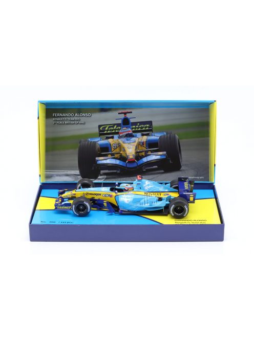 Minichamps - RENAULT F1  R25 TEAM MILD SEVEN RENAULT N 1 WORLD CHAMPION 2nd BRITISH SILVERSTONE GP 2005 FERNANDO ALONSO LIGHT BLUE YELLOW