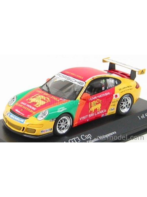 Minichamps - Porsche 911 Gt3 N 6 Carrera Cup Asia Macau 2007 D.Malagamuwa Yellow Red