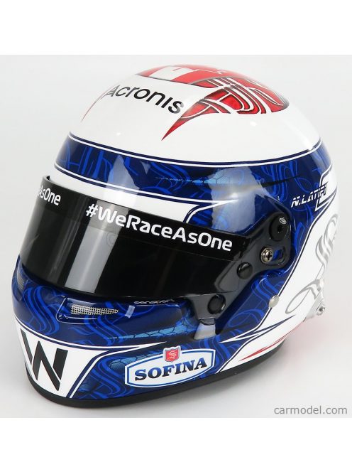 Mini Helmet - Bell Helmet F1 Casco Helmet Williams Fw43B Mercedes M12 Eq Power+ Team Williams Racing N 6 Bahrain Gp 2021 Nicholas Latifi White Blue Red