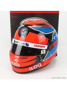   Mini Helmet - Bell Helmet F1 Casco Helmet Alfa Romeo C41 Team Orlen Racing N 7 Italy Imola Gp 2021 Kimi Raikkonen Red Light Blue