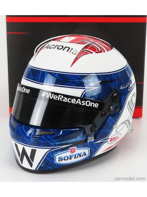 Mini Helmet - Bell Helmet F1 Casco Helmet Williams Fw44 Team Williams Racing N 6 Season 2022 Nicholas Latifi White Blue Red