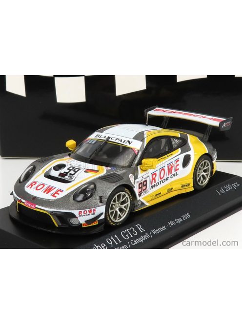 Minichamps - Porsche 911 991-2 Team Rowe Racing N 99 7Th 24H Spa 2019 D.Olsen - M.Campbell - D.Werner Grey White Yellow