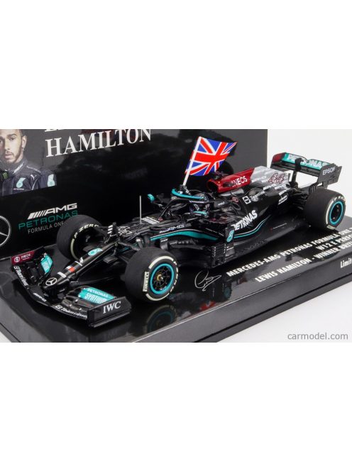 Minichamps - Mercedes Gp F1 W12 Mercedes M12 Eq Power+ Team Amg Petronas Motorsport Formula One N 44 Winner British Silverstone Gp With Flag 2021 Lewis Hamilton Black Green