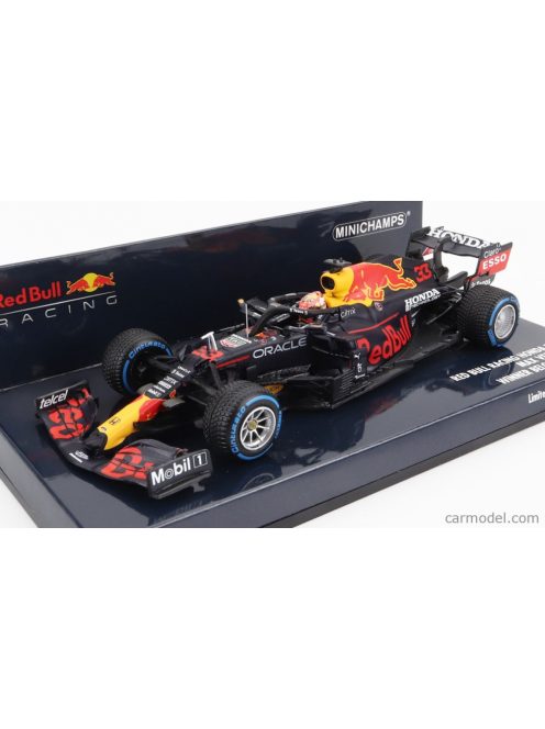 Minichamps - Red Bull F1 Rb16B Honda Ra620H Team Aston Martin N 33 Winner Belgium Gp 2021 Max Verstappen Matt Blue Yellow Red