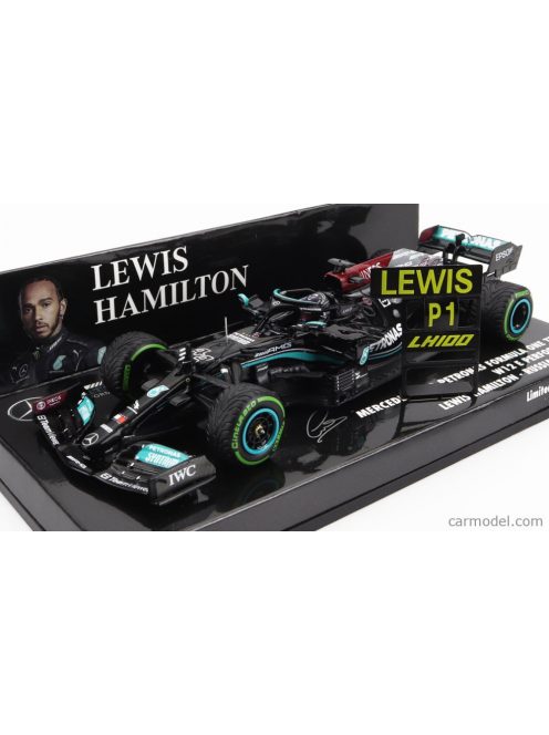 Minichamps - Mercedes Gp F1 W12 Mercedes M12 Eq Power+ Team Amg Petronas Motorsport Formula One N 44 Winner Sotchi Russian Gp 2021 Lewis Hamilton - 100Th Victory F1 With Pit Board Black Green