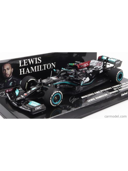 Minichamps - Mercedes Gp F1 W12 Mercedes M12 Eq Power+ Team Amg Petronas Motorsport Formula One N 44 Winner Brazilian Gp (With Flag) 2021 Lewis Hamilton Black Green