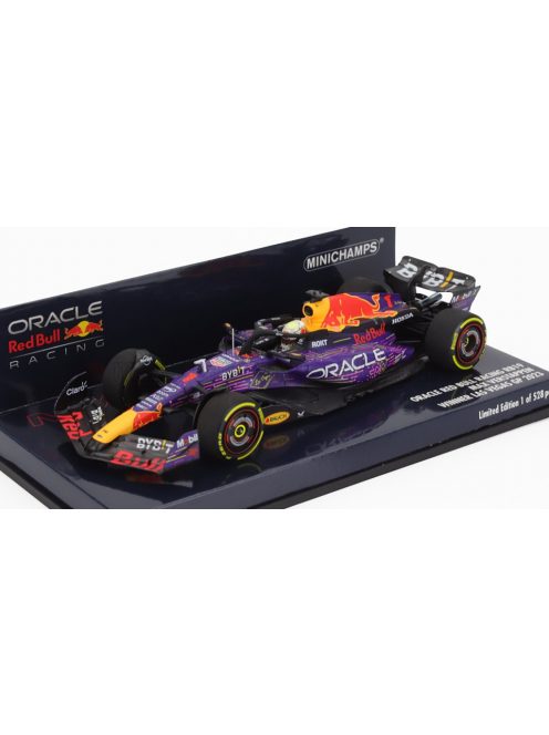 Minichamps - RED BULL F1  RB19 TEAM ORACLE RED BULL RACING N 1 WORLD CHAMPION WINNER LAS VEGAS USA GP 2023 MAX VERSTAPPEN PURPLE YELLOW RED