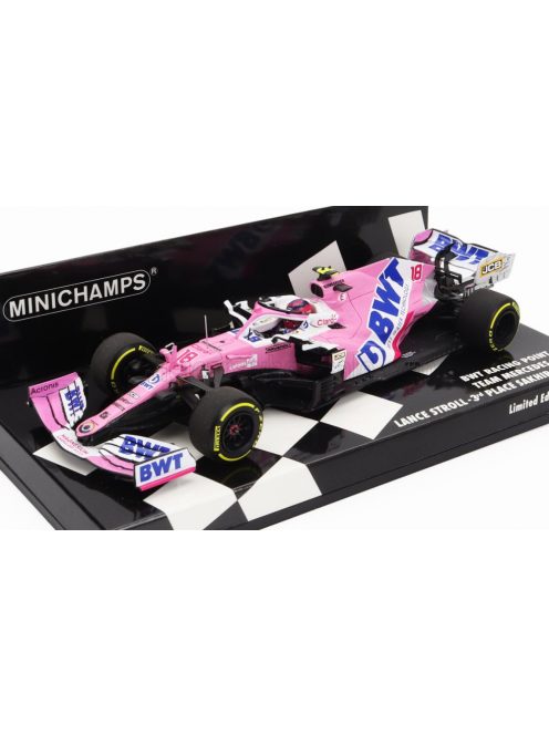 Minichamps - MERCEDES BWT F1  RP20 TEAM SPORTPESA RACING POINT N 18 3rd SAKHIR GP 2020 L.STROLL PINK MATT BLUE