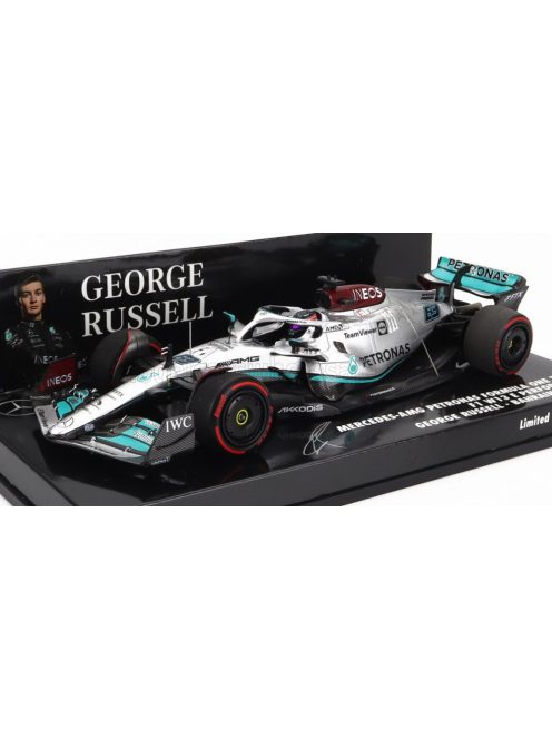 Minichamps - MERCEDES GP F1 W13E TEAM MERCEDES-AMG PETRONAS F1 N 63 4th BAHRAIN GP 2022 GEORGE RUSSEL SILVER GREEN