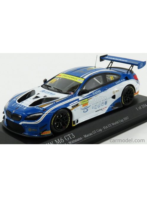 Minichamps - Bmw 6-Series M6 Gt3 Team Aai N 91 Macau Gt Cup Fia Gt World Cup 2017 Wittmann White Blue