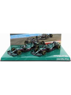   Minichamps - Aston Martin Set F1 2X Amr21 Mercedes M12 Eq Power+ Team Cognizant Formula One N 5 Season 2021 Sebastian Vettel + N 18 2021 Lance Stroll Green