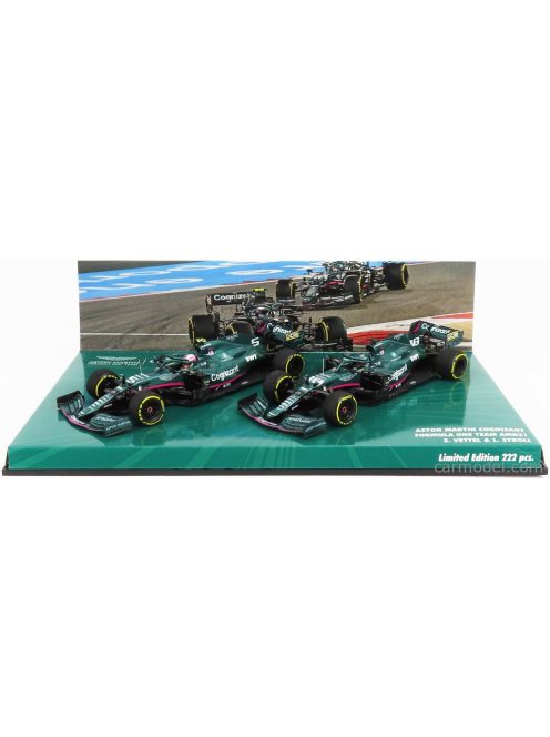 Minichamps - Aston Martin Set F1 2X Amr21 Mercedes M12 Eq Power+ Team Cognizant Formula One N 5 Season 2021 Sebastian Vettel + N 18 2021 Lance Stroll Green