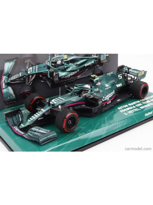 Minichamps - Aston Martin F1 Amr21 Mercedes M12 Eq Power+ Team Cognizant Formula One N 5 5Th Monaco Gp 2021 Sebastian Vettel Green Met