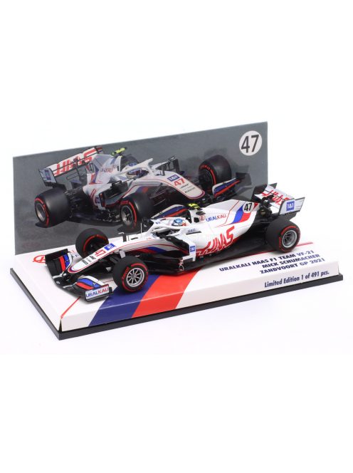 Minichamps - HAAS F1  VF-21 065/6 TEAM URALKALI N 47 DUTCH ZANDVOORT GP 2021 MICK SCHUMACHER WHITE BLUE RED