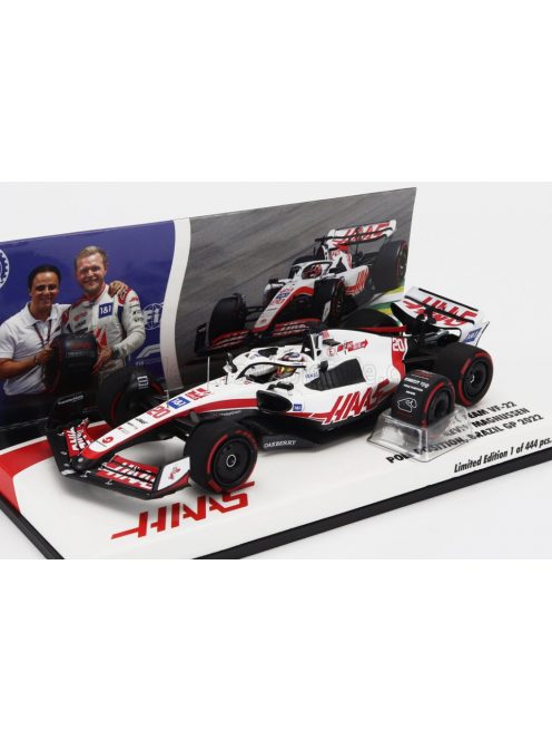 Minichamps - HAAS F1  VF-22 FERRARI TEAM HAAS N 20 POLE POSITION BRAZILIAN GP 2022 KEVIN MAGNUSSEN WHITE BLACK RED