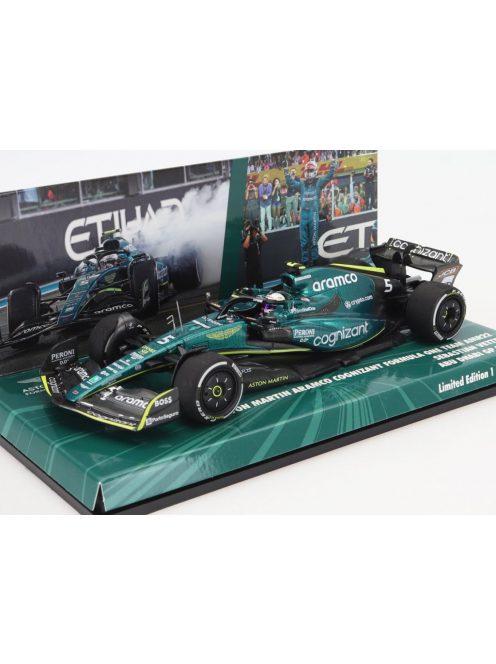 Minichamps - ASTON MARTIN F1 AMR22 TEAM ARAMCO COGNIZART N 5 ABU DHABI GP LAST RACE 2022 SEBASTIAN VETTEL GREEN BLACK