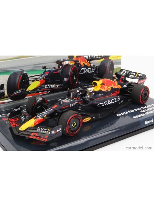 Minichamps - Red Bull F1 Rb18 Team Oracle Red Bull Racing N 1 World Champion Winner Spain Gp 2022 Max Verstappen Matt Blue Yellow Red