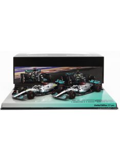   Minichamps - Mercedes Gp F1 Set 2X W13E Team Mercedes-Amg Petronas F1 N 44 3Rd Bahrain Gp 2022 Lewis Hamilton + N 63 4Th Bahrain Gp 2022 George Russel Silver Green