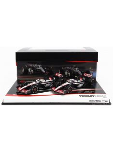   Minichamps - Haas F1 Set 2X Fw23 Team Moneygram Haas N 20 Season 2023 Kevin Magnussen + N 27 Season 2023 Nico Hulkenberg White Black Red