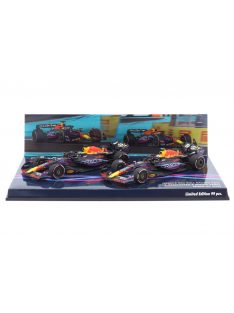   Minichamps - RED BULL SET 2X F1  RB19 TEAM ORACLE RED BULL RACING N 1 WORLD CHAMPION WINNER MIAMI GP 2023 MAX VERSTAPPEN + N 11 2nd MIAMI GP 2023 SERGIO PEREZ MATT BLUE YELLOW RED