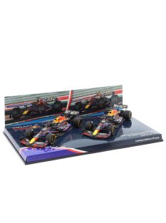   Minichamps - RED BULL SET 2X F1  RB19 TEAM ORACLE RED BULL RACING N 1 WORLD CHAMPION WINNER AUSTIN USA GP 2023 MAX VERSTAPPEN + N 11 4th AUSTIN USA GP 2023 SERGIO PEREZ MATT BLUE YELLOW RED