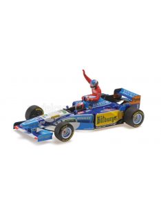   Minichamps - BENETTON F1  B195 TEAM MILD SEVEN RENAULT N 1 WORLD CHAMPION 5th CANADA GP 1995 MICHAEL SCHUMACHER AND JEAN ALESI TAXI RIDE FIGURES BLUE YELLOW