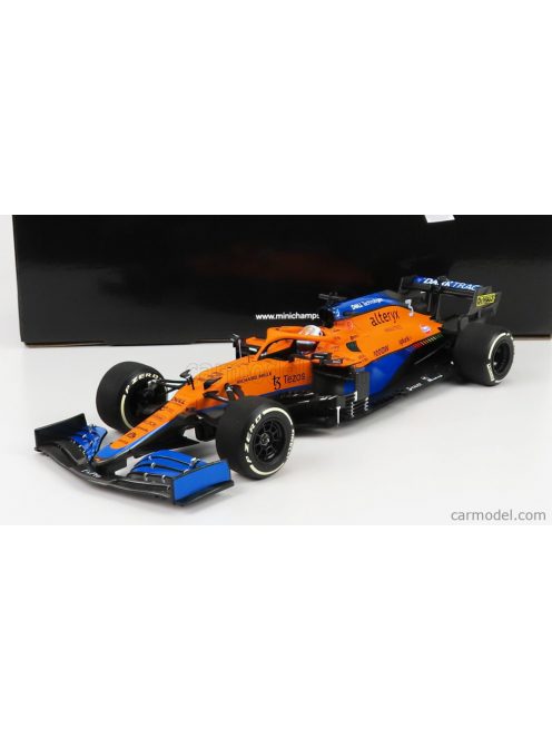 Minichamps - Mclaren F1 Mcl35L Mercedes M12 Eq Power+ Team Mclaren N 3 Winner Italy Gp 2021 Daniel Ricciardo Orange Light Blue