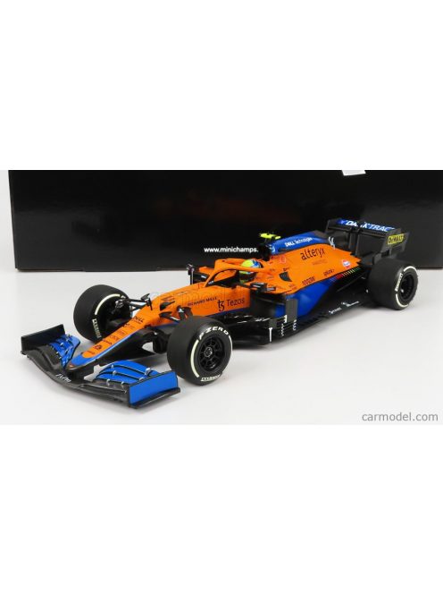 Minichamps - Mclaren F1 Mcl35L Mercedes M12 Eq Power+ Team Mclaren N 4 2Nd Italy Gp 2021 Lando Norris Orange Light Blue