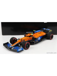   Minichamps - Mclaren F1 Mcl35L Mercedes M12 Eq Power+ Team Mclaren N 4 Pole Position Sotchi Russian Gp 2021 Lando Norris Orange Light Blue